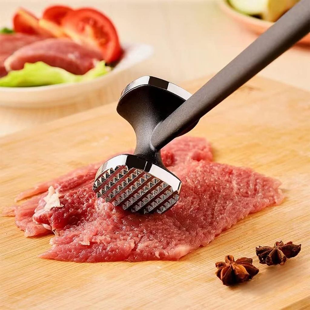 Fleischklopfer Mit 48 Edelstahl Klingen - Meat Tenderizer Mit Reinigungsbürste