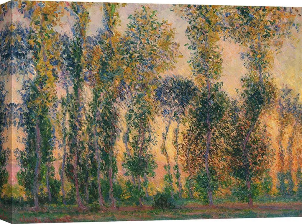 Quadro Monet Pioppi a Giverny Alba - Stampa su Tela 60x40 cm Alta Qualità