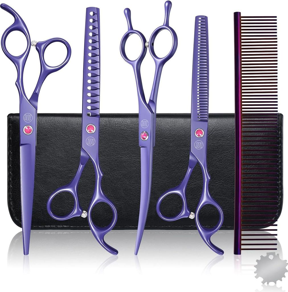 7-Zoll/8-Zoll Professionelles Hundepflegescherenset - Haustierpflege Schere - Chunkers Schere für Hunde - Gebogene Hundepflegescherenschere - Dün...