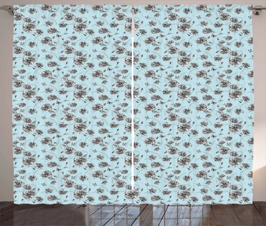 Tenda Floreale Vintage ABAKUHAUS Grigio Antracite 280x225 Universale