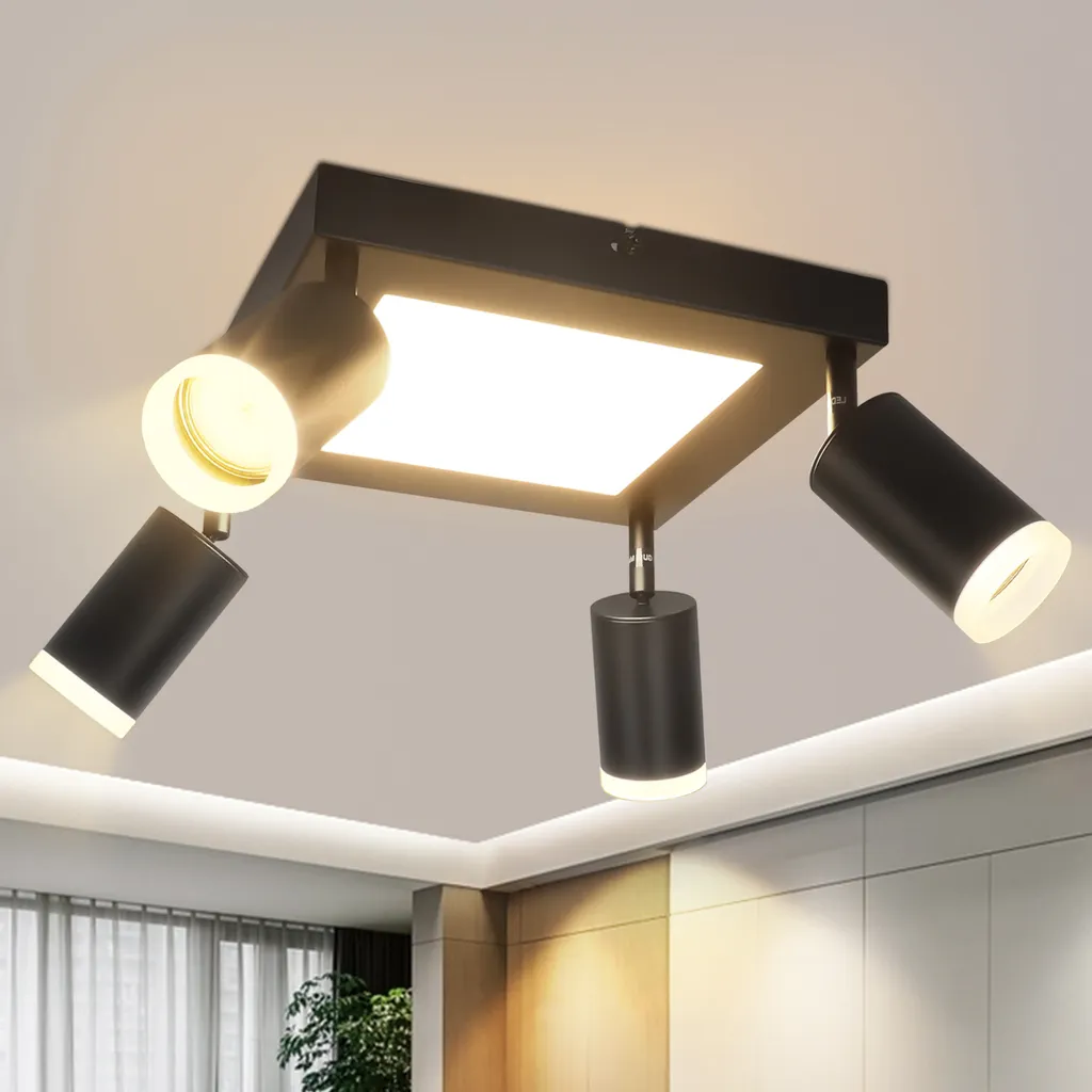 Rampe de Spots LED Pivotants 20W Noir Mat Design Industriel pour Cuisine