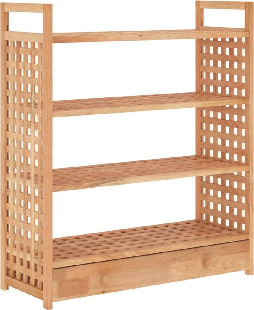 Schuhregal mit Schublade 70x27x81 cm Massivholz Nussbaum