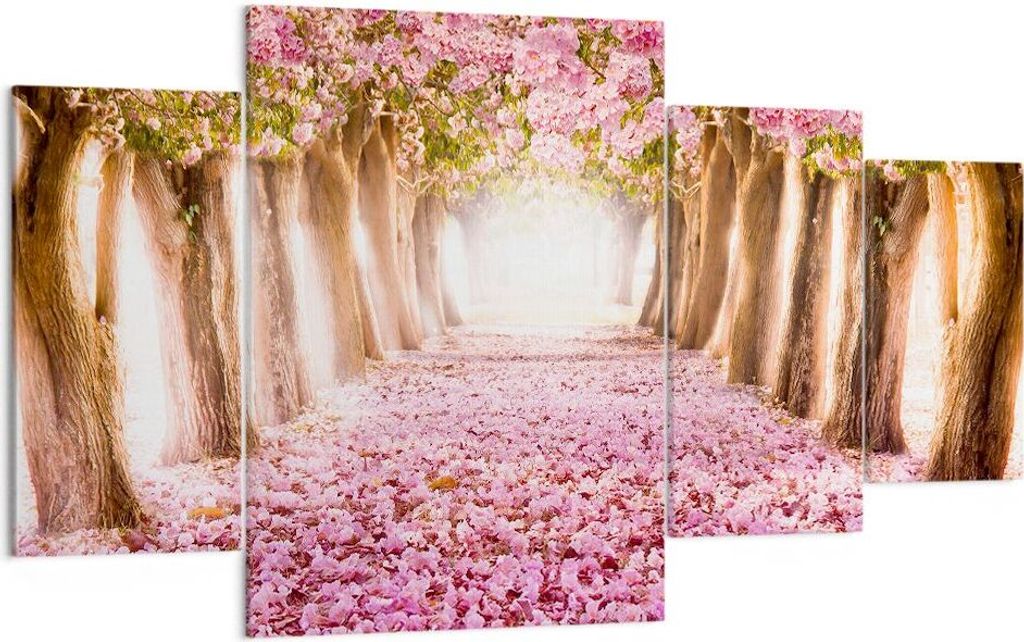 Bild auf Leinwand - Leinwandbild - Baum Blumen Kirsche Natur - 160x90cm - Wand Bild - Wanddeko - Leinwanddruck - Bilder - Kunstdruck - Wanddekorati...