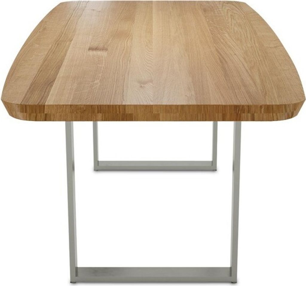 Esstisch Porto 200x100 Wildeiche mit organischer Kante und Edelstahl