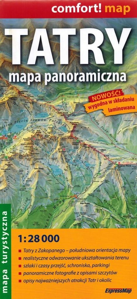 Tatra-Gebirge 1:28.000. Laminierte Panoramakarte. Ausgabe 2025. ExpressMap