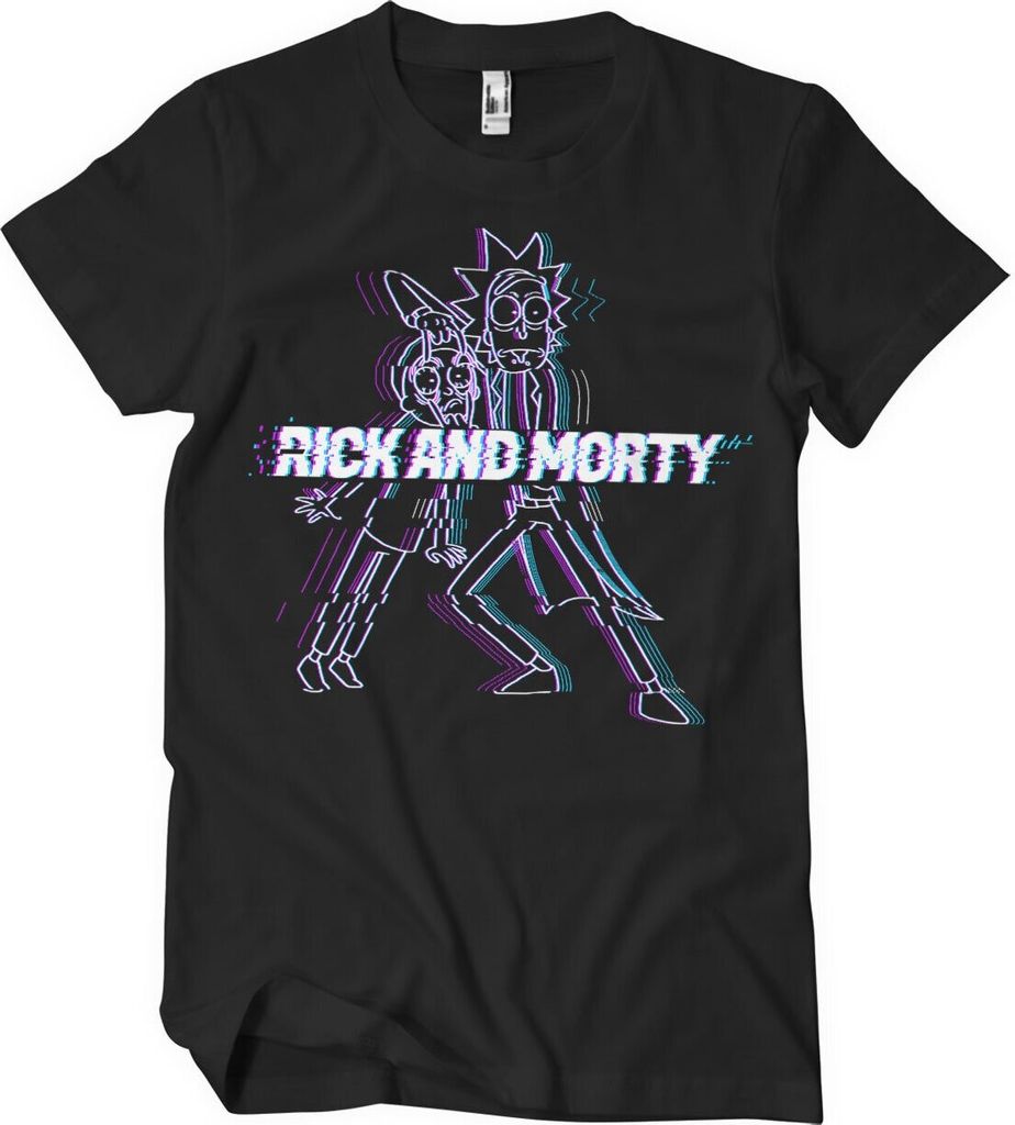 Rick And Morty Glitch T-Shirt - Large - Black