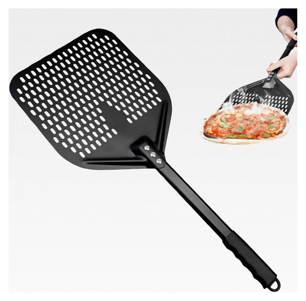 Pizzaschaufel aus Metall für Pizza, leichte Wendeschaufel - Pizzawender für Öfen, Grill im Freien, Teig- und Brotbacken, Haushaltsküche