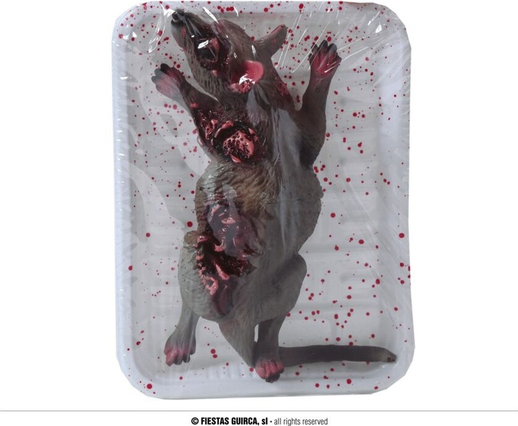 Halloween Deko Gadget Tote Ratte auf einem Tablett