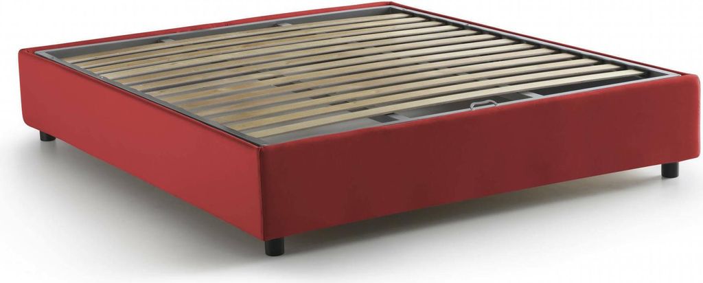 Doppelbett Azzurra, Containerbett mit Stoffbespannung, 100% Italy, Frontöffnung, passend für Matratze Cm 140x190, Rot