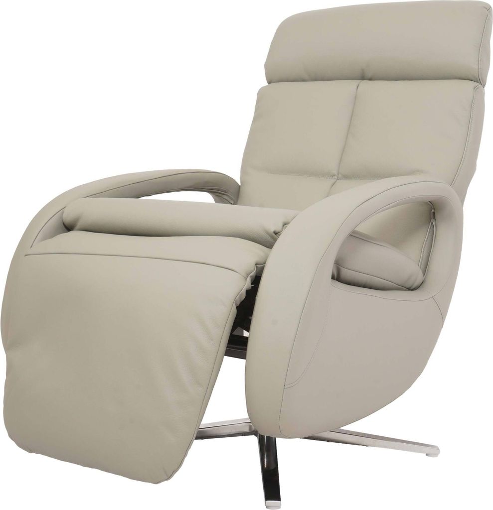 Relaxsessel MCW-L11, Design Fernsehsessel TV-Sessel Liegesessel, Liegefunktion drehbar, Voll-Leder grau