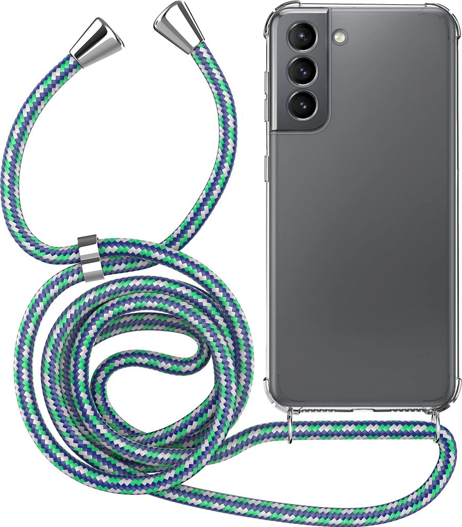 MyGadget Handykette für Samsung Galaxy S21 TPU Hülle mit Band - Handyhülle mit Handyband zum Umhängen Kordel Schnur Case Schutzhülle in Blau