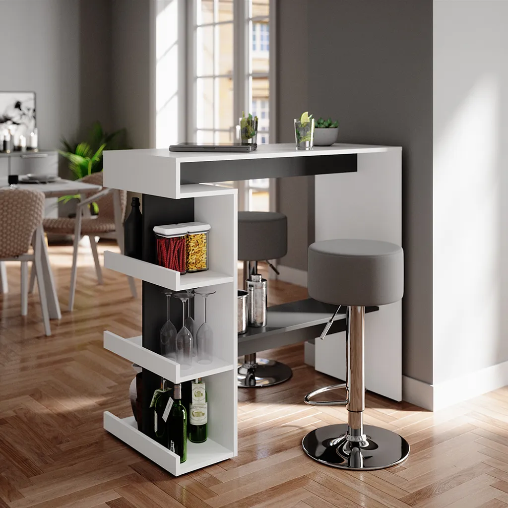 Set de Bar Compact Vicco Dana Blanc 108x50 cm : Solution Petit Espace