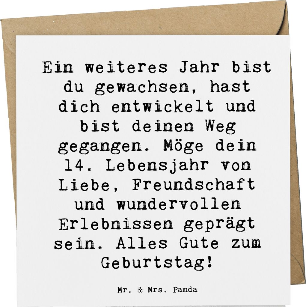 Mr. & Mrs. Panda Glückwunschkarte Spruch 14. Geburtstag - Produktbild 