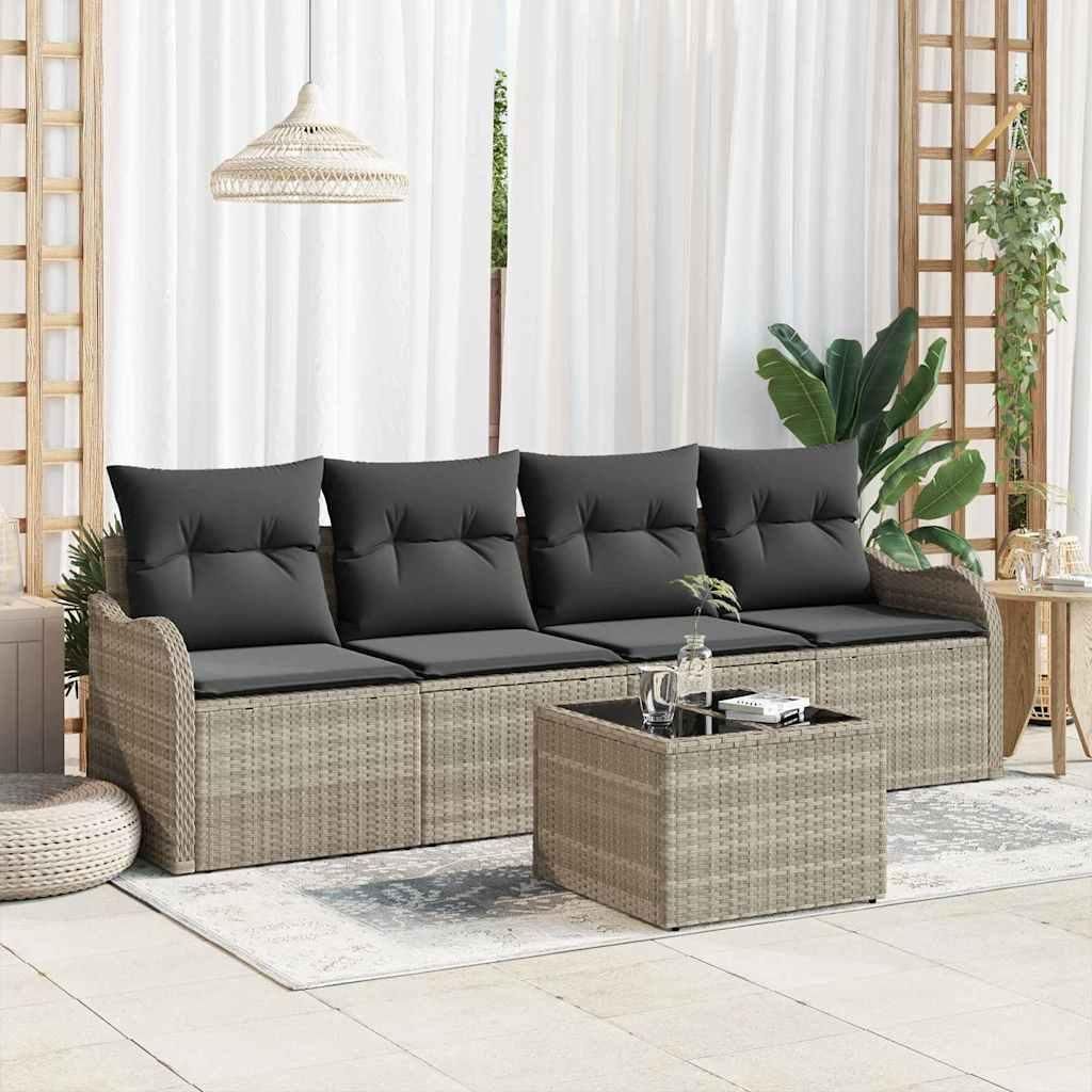 Maison Exclusive - Gartensofa-set Hellgrau Poly-Rattan