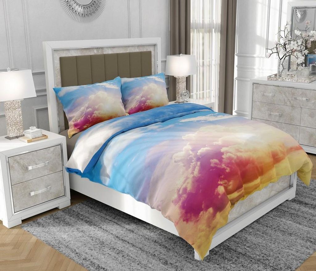 Bettwäsche 160x200 cm + 2x70x80 cm, 3-teilig, 100% Baumwolle, Satin, Reißverschluss, Bunt - SOVIO | So.0134