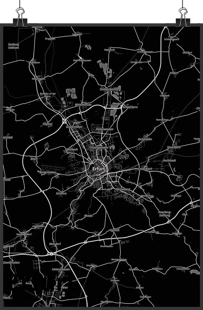 Mr. & Mrs. Panda Bild Erfurt DIN A1 - Geschenk, Stadt Dorf Karte Landkarte Map Stadtplan, wanddeko, Plakat, Wandbild, drucke, Kunstdruck