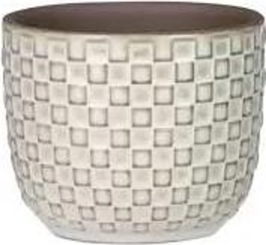Cache-pot blanc Ø7cm pour mini cactus et succulentes, décor en relief