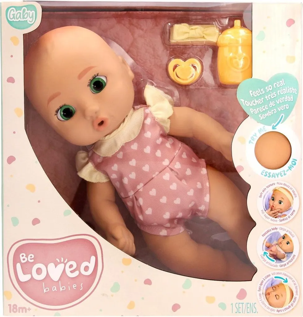 Poupée réaliste articulée 38 cm avec ensemble rose et kit de soins