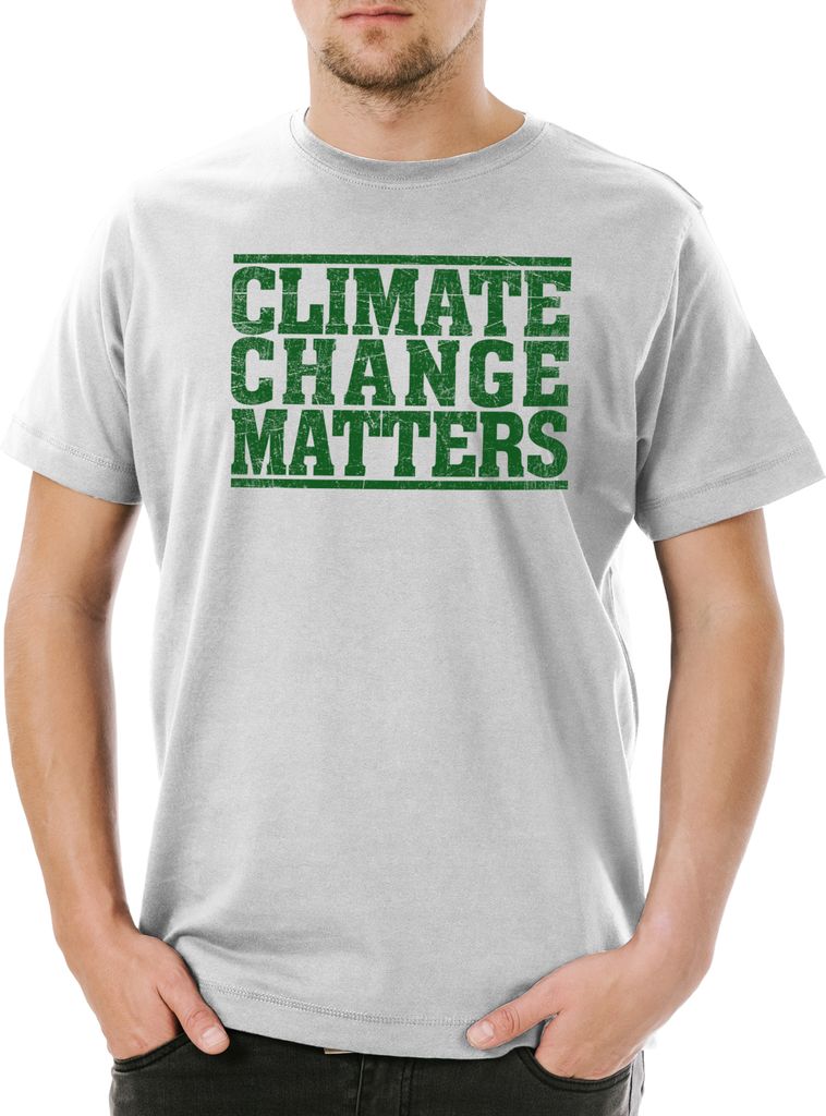 Urban Backwoods Climate Change Matters, Herren T-Shirt, Farbe: Hellgrau, Größe: XS