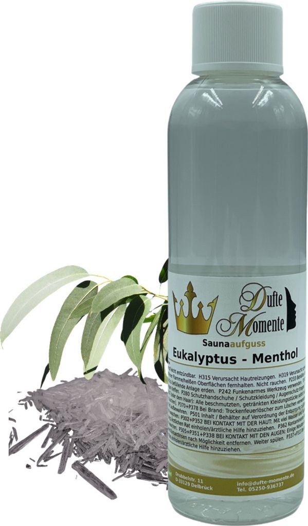 Dufte Momente | Saunaduft Konzentrat Eukalyptus - Menthol 250ml | naturreine und natürliche ätherische Öle | vegan und ohne Tierversuche