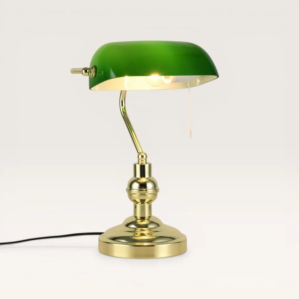 Lampe de Bureau Style Notaire Verte et Laiton Arvion pour Travail et Étude