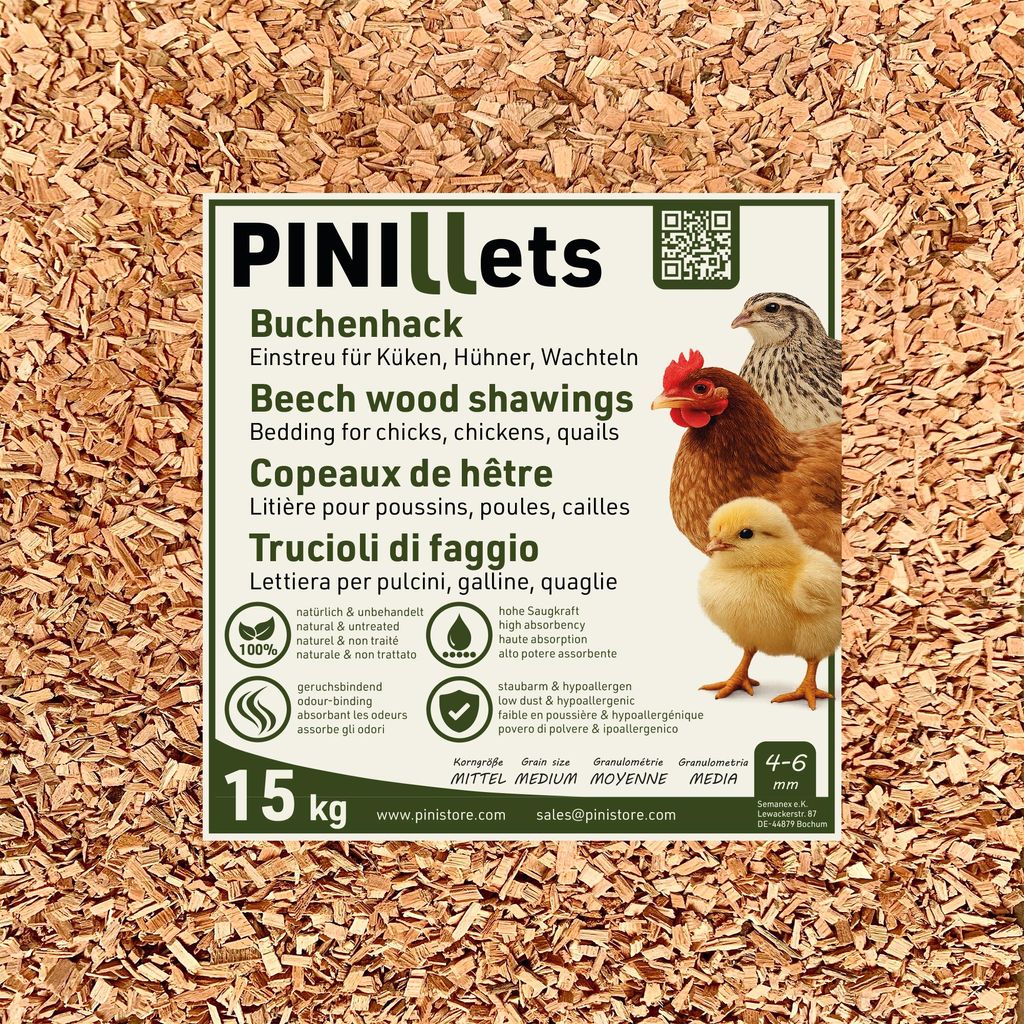 PINI Buchenhack 15 kg staubfreie hygienische Einstreu Produktbild 