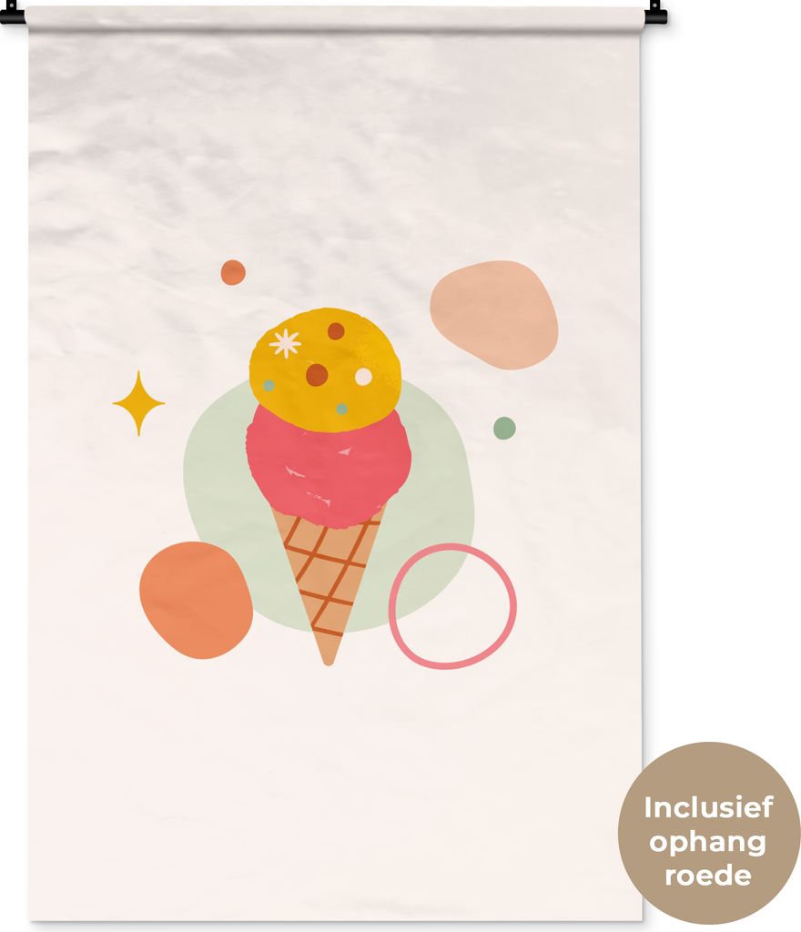 MuchoWow Wandteppich Wandbehang Sommer - Eiscreme - Formen 90x135 cm Tapisserie Dekoration Wandtuch - Baumwolle - Wandskulptur