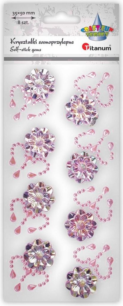 Selbstklebende Kristalle Blumen rosa 35x50 mm 8 Stück Titanum