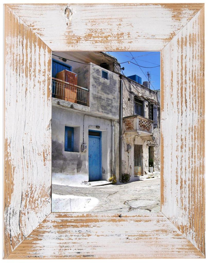 Quadratischer Bilderrahmen 30x30 cm Weiß aus Altholz handgefertigt von Mein Landhaus