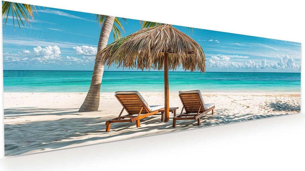 Glasbild 120x40cm in XXL für Wohnzimmer, Schlafzimmer Motiv Strandparadies
