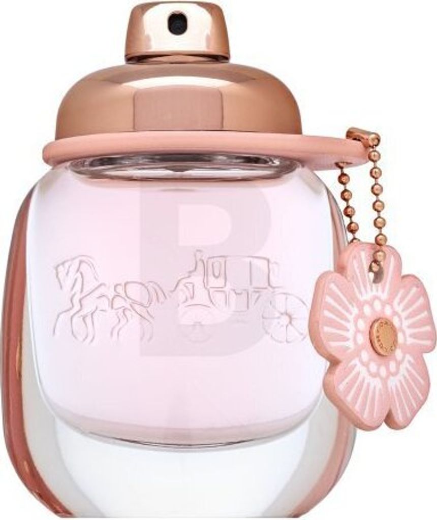 A close-up studio shot of a Coach Floral Eau de Parfum bottle.