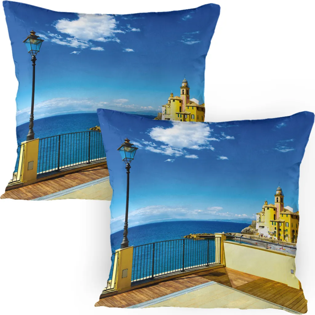 ABAKUHAUS Copricuscini Italiani 80x80 Stampa Camogli - Set 2 Pezzi