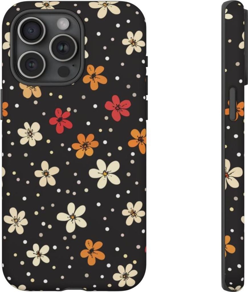 Verspieltes Blüten- und Tupfenmuster – Hülle Kompatibel mit iPhone 15 Pro Max