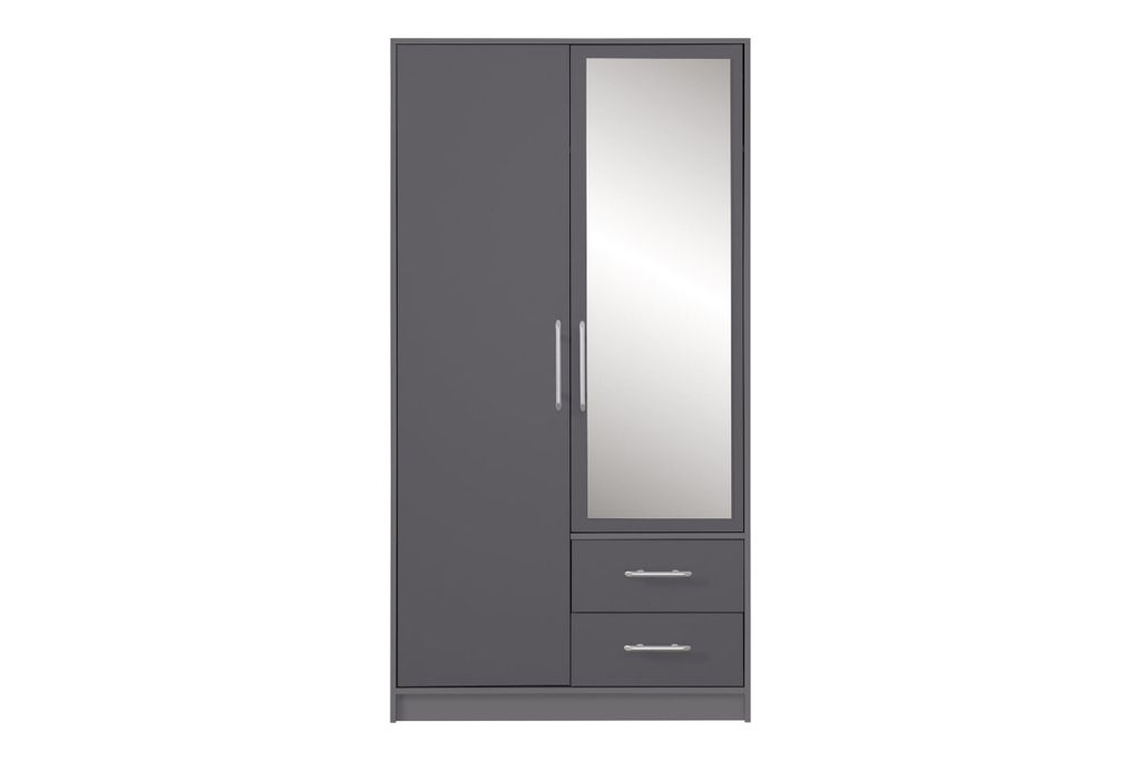 KLEIDERSCHRANK SAM SRL3 mit Spiegel 2-türig Anthrazit