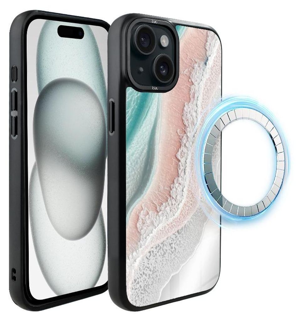 Schutzhülle für das iPhone 15, MagSafe-kompatibel, mattschwarze Seiten, Meerschaum