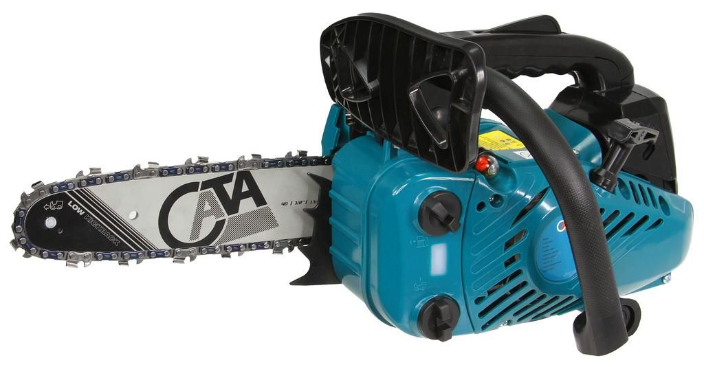 A teal and black chainsaw is shown against a white background.