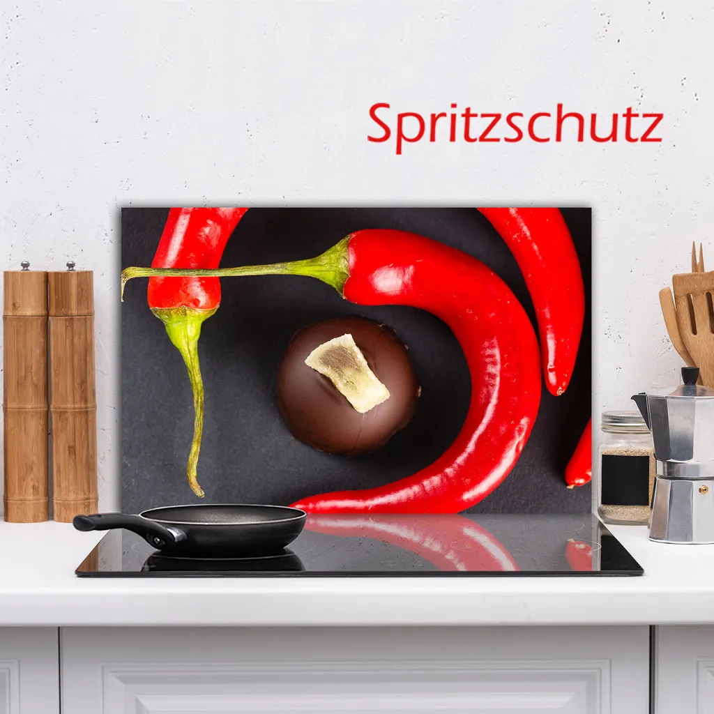 Piastra Di Copertura Per Piano Cottura In Vetro 80x52 Cm - Decorwelt Rosso Paprika: Proteggi E Amplia Lo Spazio In Cucina, 6-in-1: Tagliere, Sottopentola, Paraspruzzi E Piatto Da Portata.