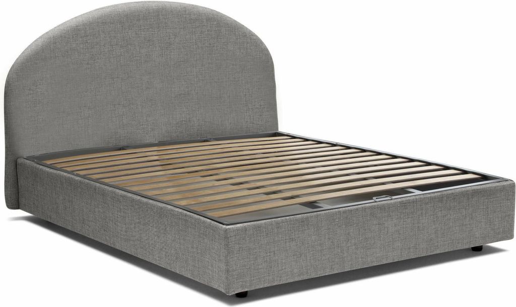 Quadratisches und halbes Bett Concetta, Containerbett mit Stoffbespannung, 100% Italy, Frontöffnung, passend für Matratze Cm 120x190, Grau
