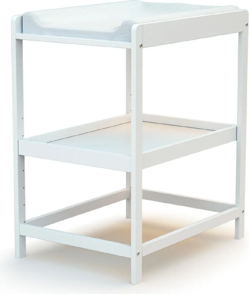Table à langer AT4 Lima en bois blanc avec étagère - 73 x 54 x 89 cm