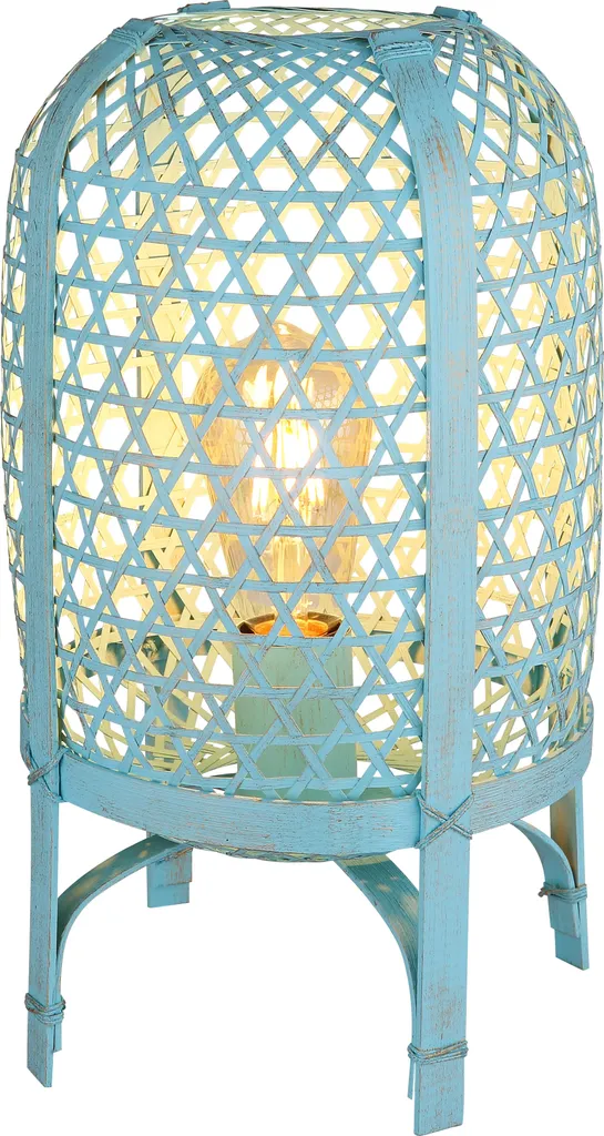 Lampe table métal bambou bleu 37 cm : fini la décoration terne