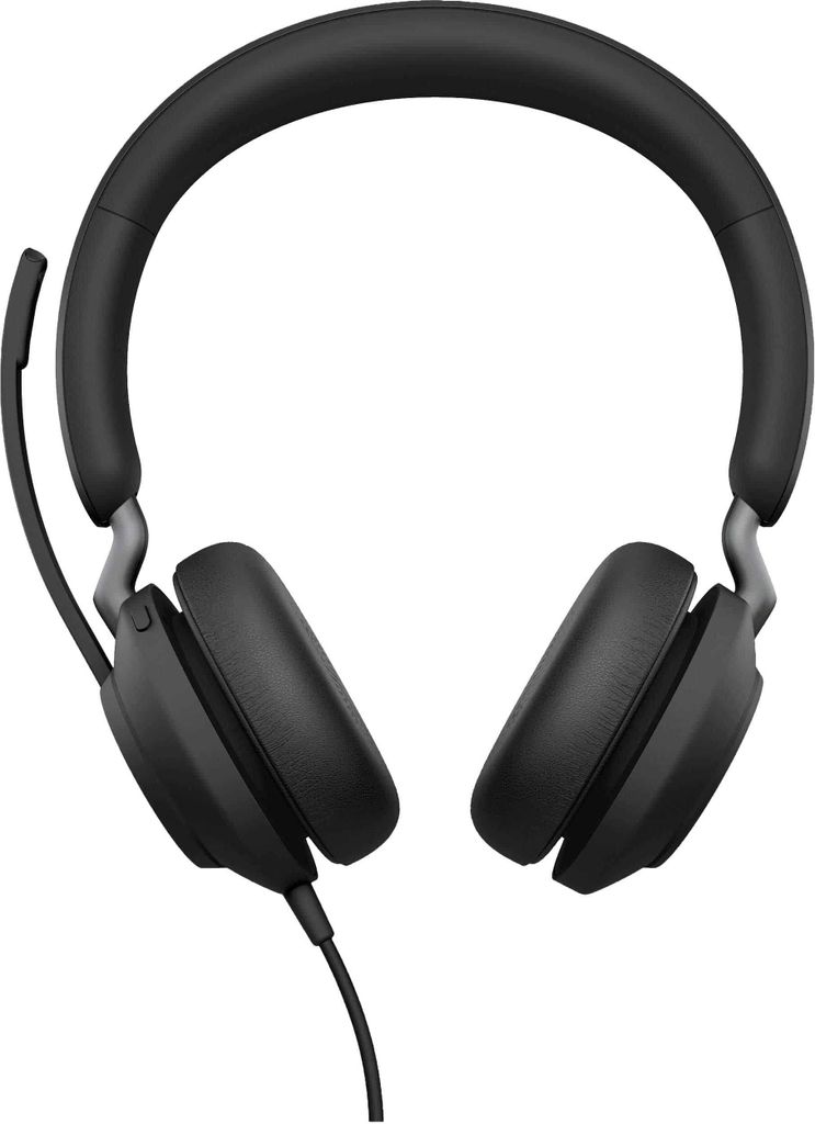 A black Jabra Evolve2 40 SE USB-A Stereo MS headset is shown against a white background.