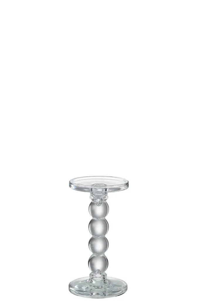 J-Line Bougeoir Goutte en Verre Transparent Moyen pour Déco Élégante