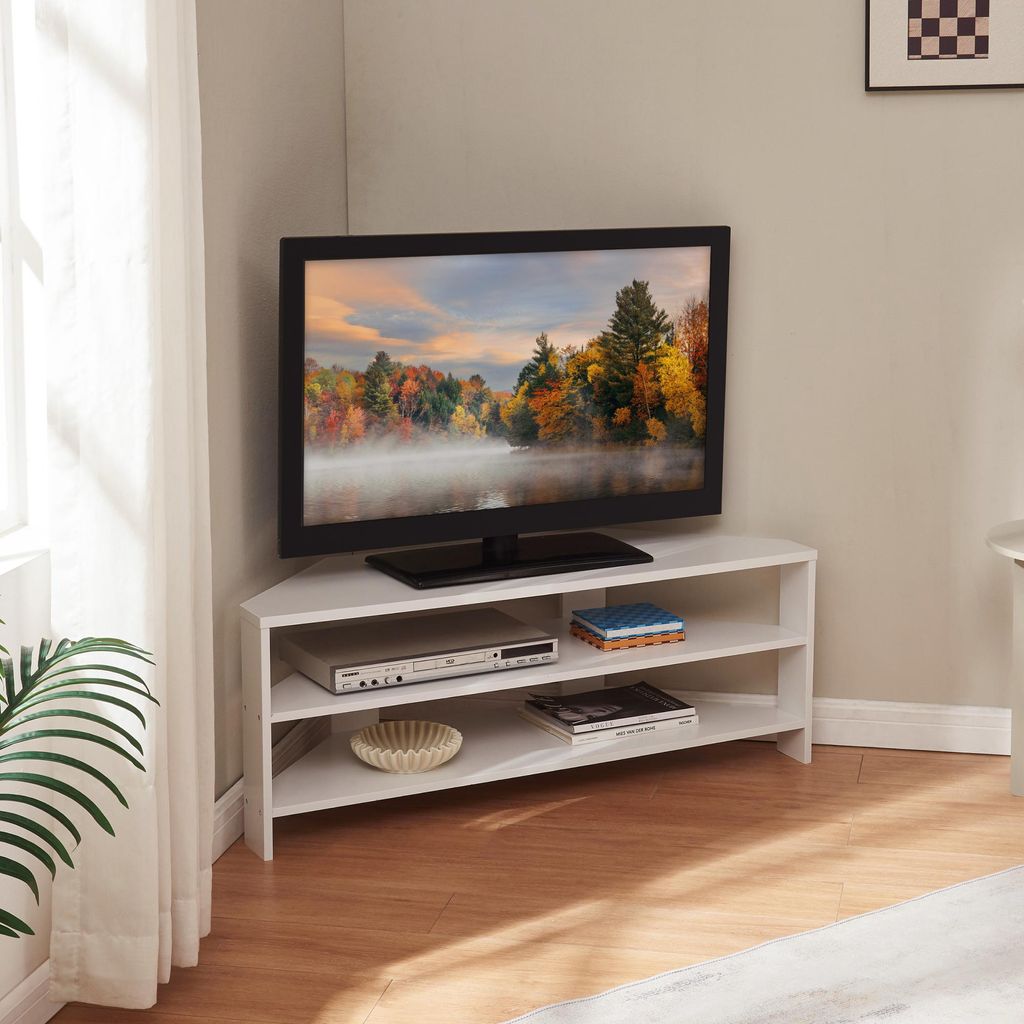 Fernsehtisch 'Berg' abgeschrägt 110 x 36 x 42 cm Weiß