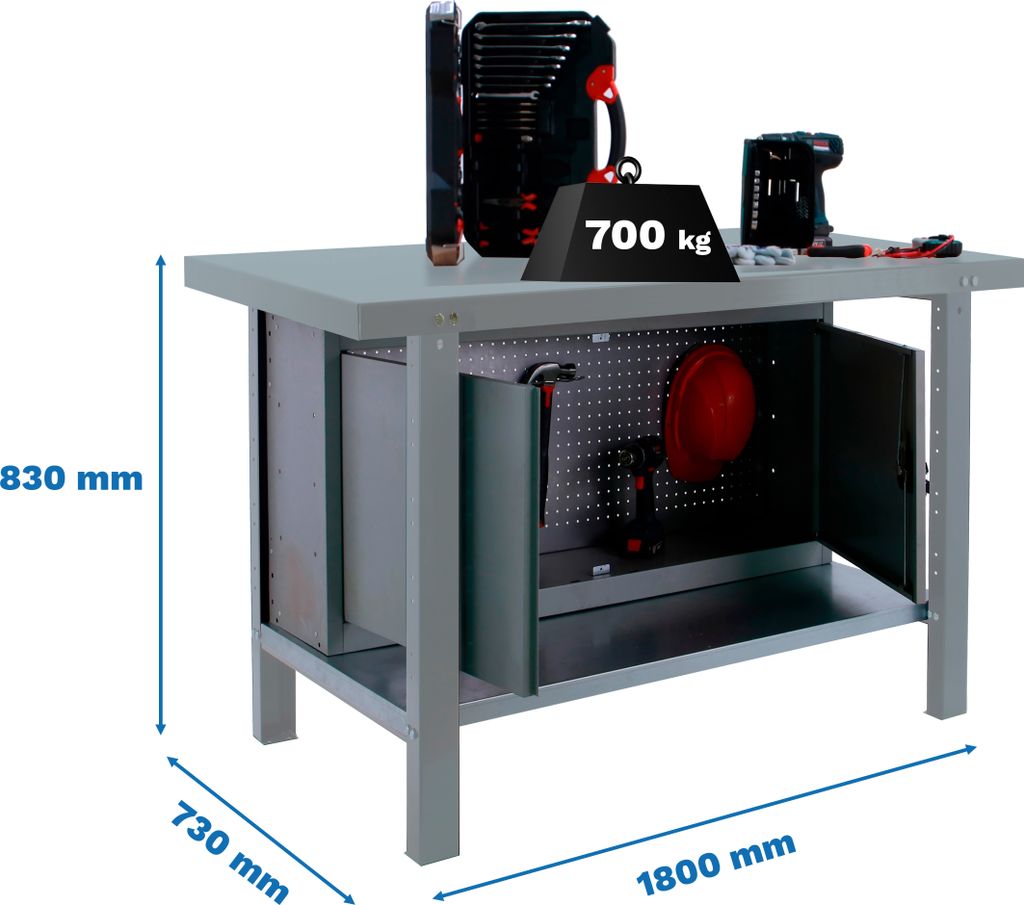 SIMONWORK BT6L PRO METAL CABINET 1800 CINZA Werkbank mit Parafuser