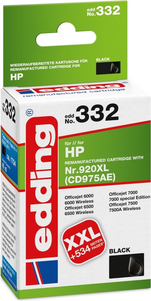 Tintenpatrone kompatibel mit HP 920XL black Packung mit 12 Stück