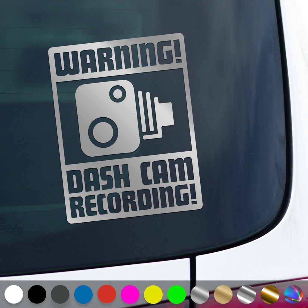 PantherPixel Dash Cam Aufkleber Warnung Kamera Videoufnahme Sticker Auto Geschenkidee Farbe Silber