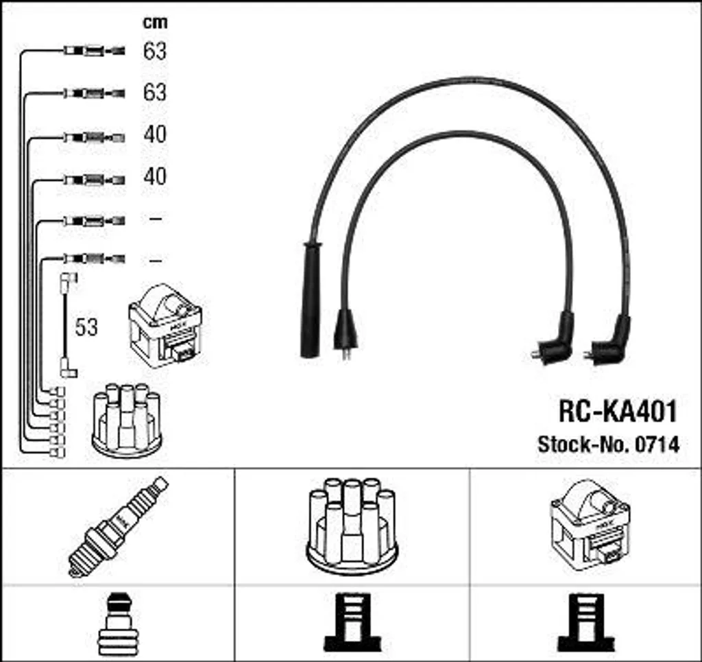 Faisceau d'Allumage NGK 714 Haute Résistance OE 0K20118140 pour Sephia