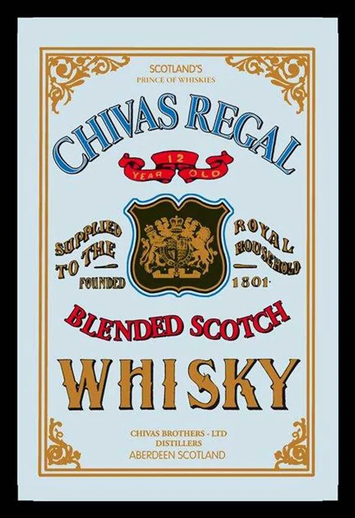 Idea Regalo Whisky: Specchio Chivas Regal 20x30 Cornice per Casa Bar