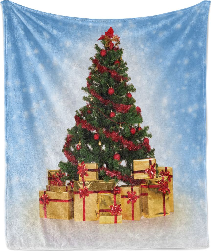 ABAKUHAUS Weihnachten Weich Flanell Fleece Decke, Tanne Schneewetter, Gemütlicher Plüsch für den Innen- und Außenbereich, 125 x 175 cm, Blau un...
