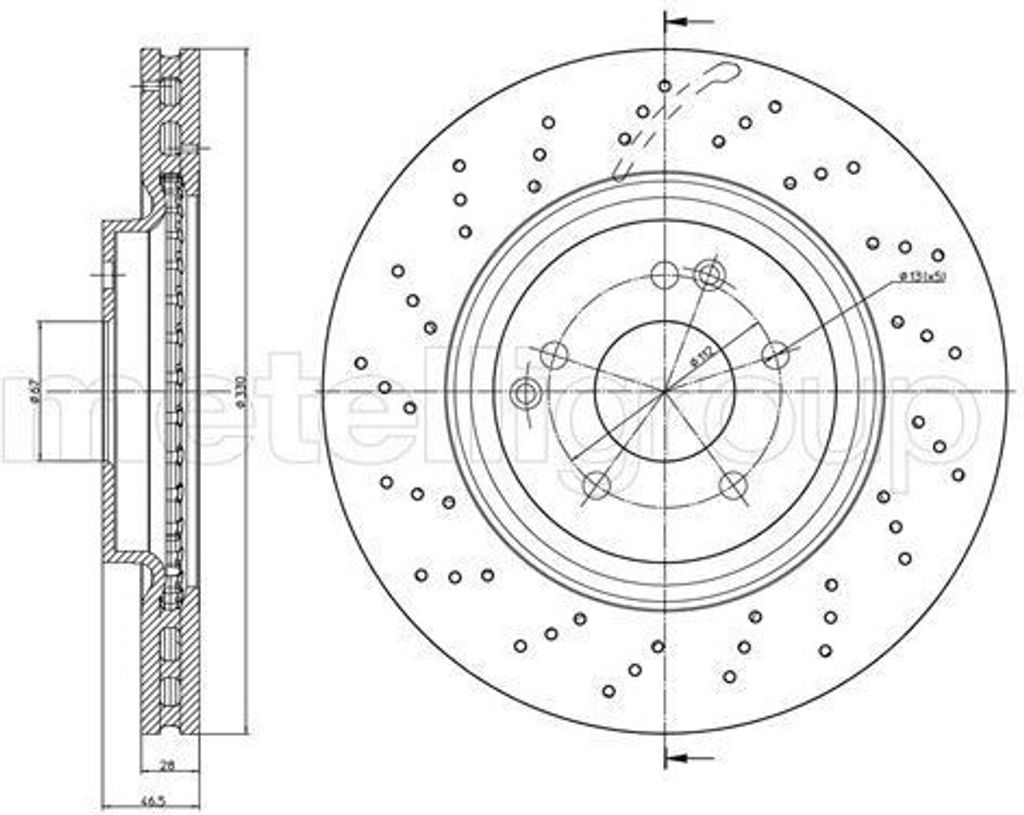 2x METELLI Bremsscheibe 23-1460FC passend für MERCEDES-BENZ CLK (C209) 46 5mm